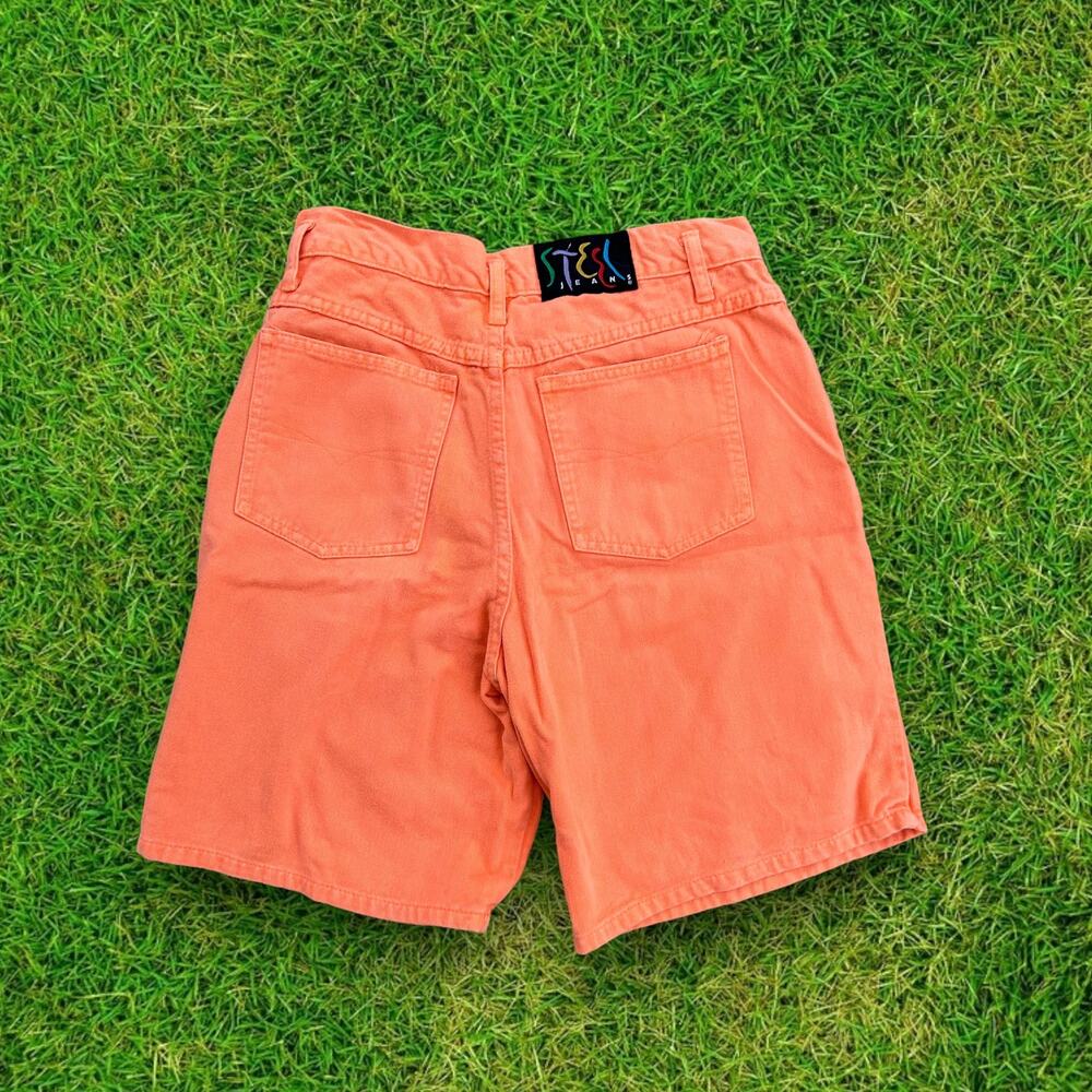 Vintage STEEL JEANS Orange High Waist Mom Denim Shorts Size 4 1990’s